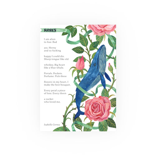 "Roses" illustrated poem print